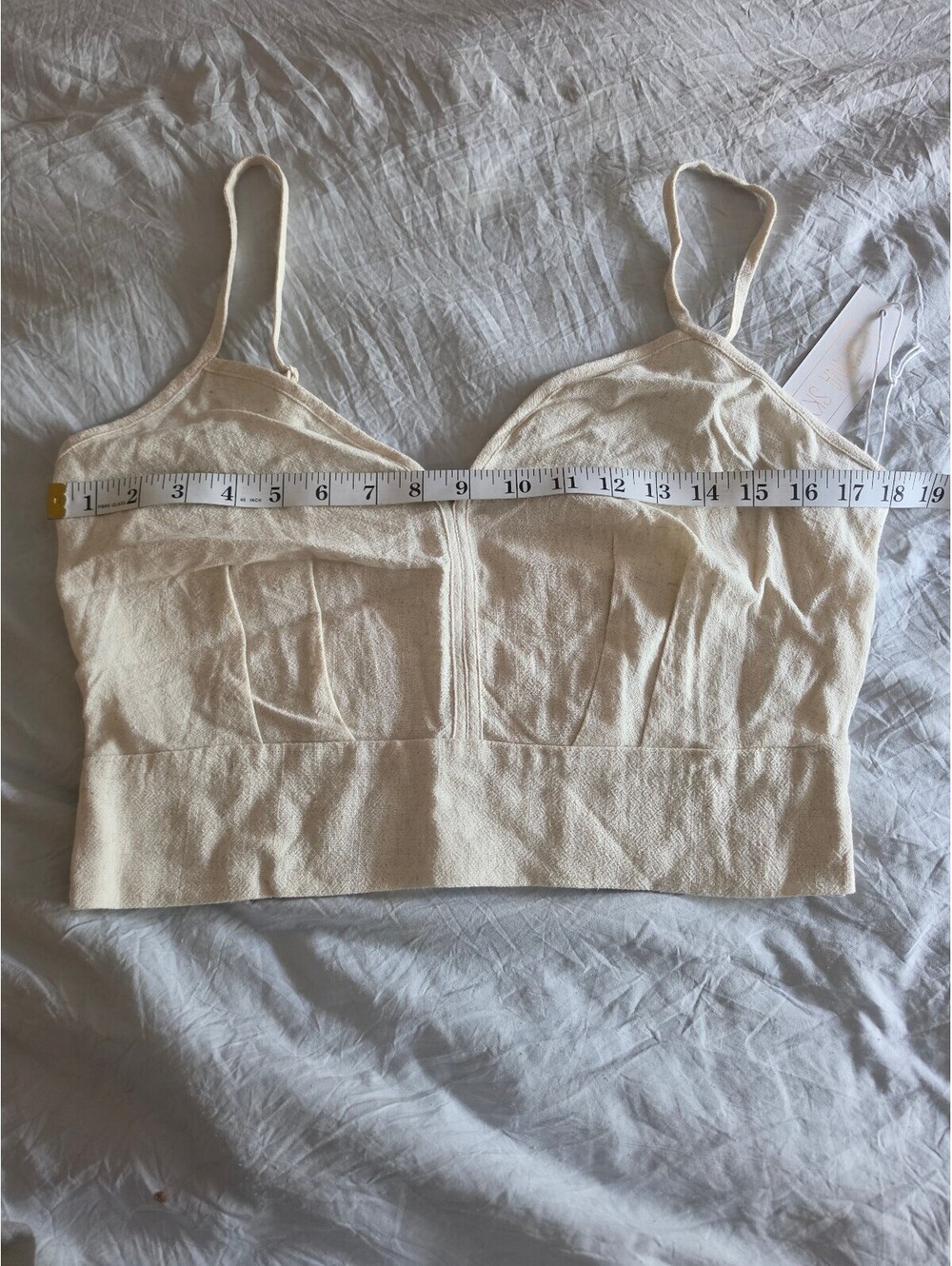 Sienna Sky Cream Cropped Tank Top with Adjustable Straps, Size Large - Picture 5 of 5
